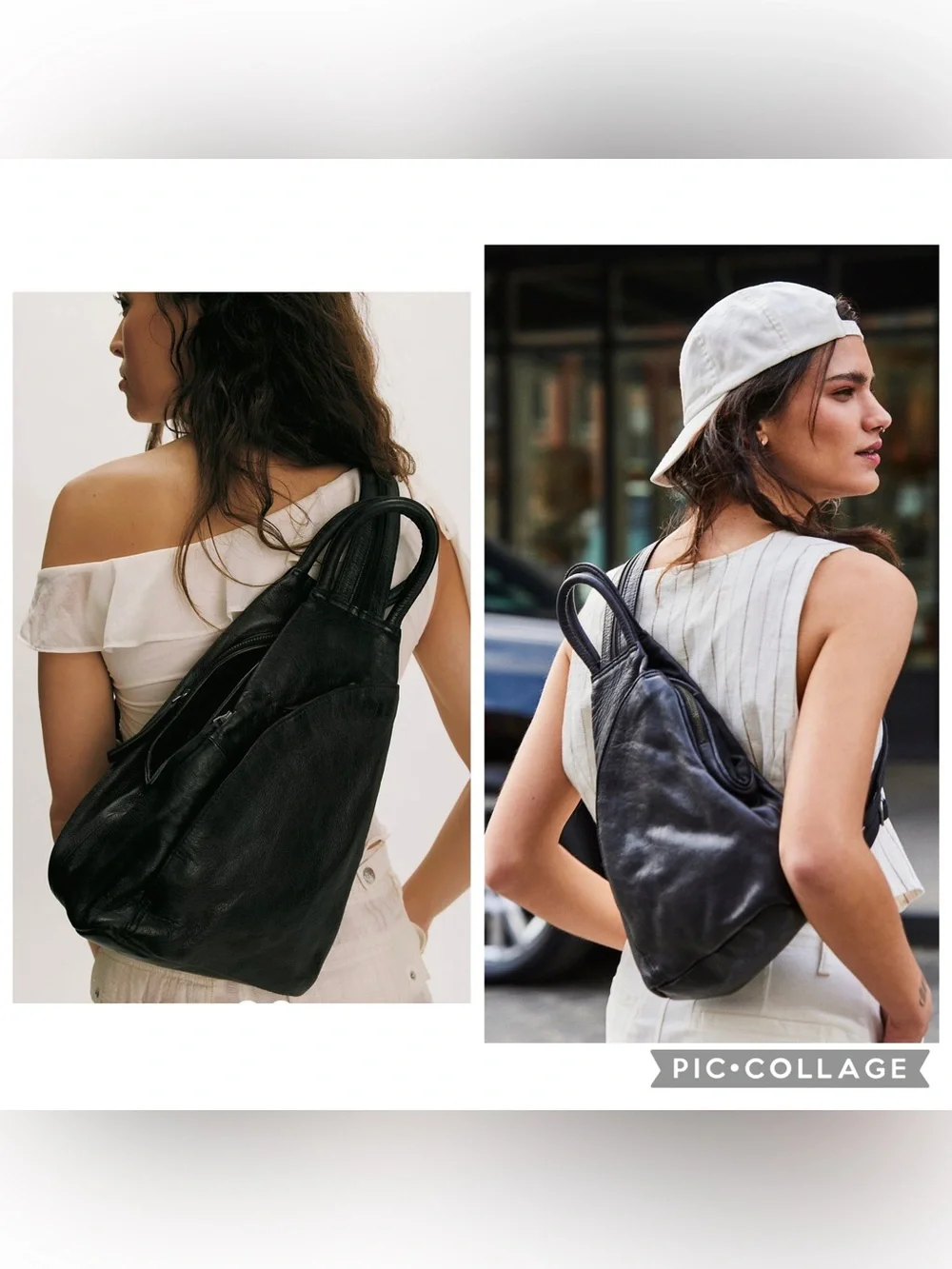 NWOT We The Free Leather Soho Convertible Sling Backpack Bag Black MSRP $128